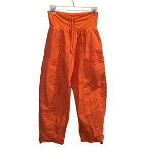 Free People‎ Movement Woman's Orange Cargo Pants Size XS Barrel Drop Crotch Boho